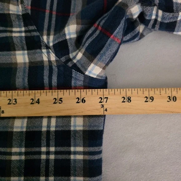 LL Bean Men Blue Plaid Button Fleece Lined Flannel Shirt Jacket Size XLT TALL - Picture 5 of 6